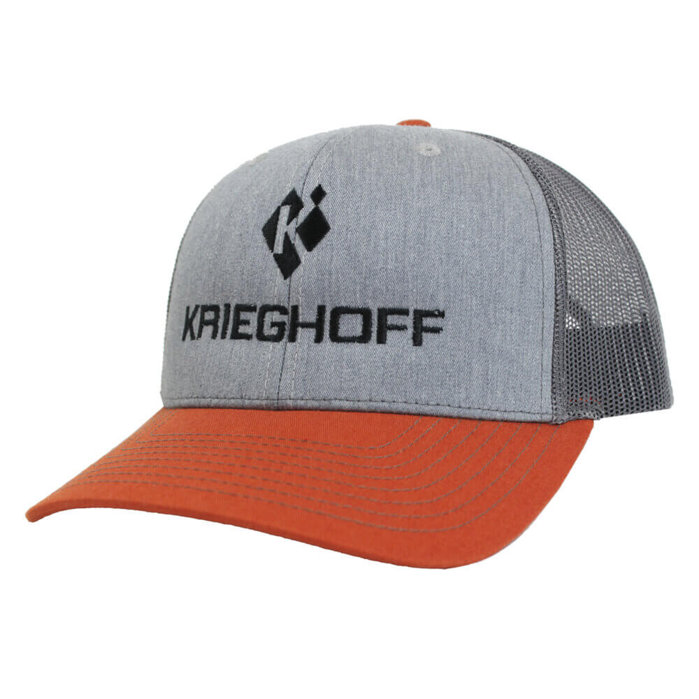 Krieghoff “Richardson” Trucker Hat, Heather Grey/Charcoal/Orange