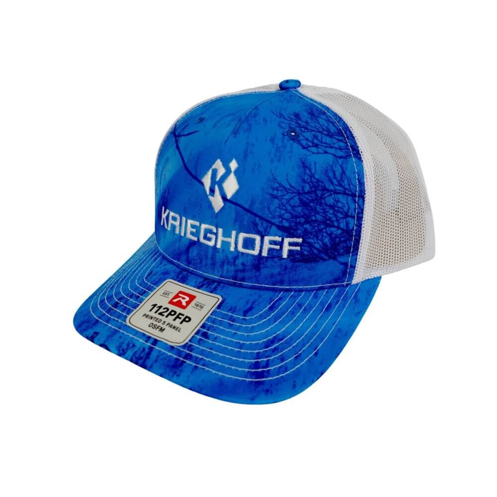 Krieghoff “Richardson” Trucker Hat, Realtree Lt Blue/White